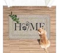 TEMU 1pc, "CASA" & de Pata Alfombrilla de Bienvenida, Alfombra de Poliéster Rectangular Antideslizante, con Reverso de PVC Lavable, Alfombra de Decoración para Uso Interior