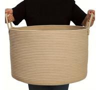 TEMU 1pc Cesta Bohemia Extra Grande - de Tela de Natural para Sala, Dormitorio y Organización del Hogar, Cesto de Ropa, Canastas de Lavandería
