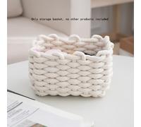 TEMU 1pc Cesta de almacenamiento de cuerda de algodón tejida, /, no lavable, organizador de residuos de escritorio, cesta de picnic portátil, organizador de maquillaje, accesorio de moda para mujer