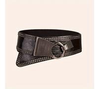 TEMU 1pc Cinturón Ancho Elástico con Remaches para Mujer de Moda Casual