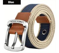 TEMU 1pc Cinturón de lona casual para hombre con hebilla de aleación - Cinturón de tela ancha de moda para pantalones de entrenamiento y actividades al aire libre