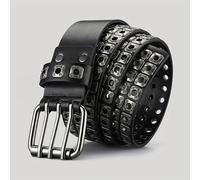 TEMU 1pc Cinturón de moda cuadrado con remaches para hombres estilo Hip Hop Rock Punk Y2K, hebilla de pasador de para jeans para hombres y mujeres, disponibles, elección ideal para regalos