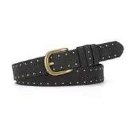 TEMU 1pc Cinturón de PU reverso para mujer estilo europeo y americano con estampado de clavos, estilo