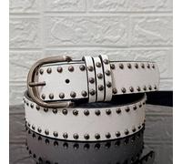 TEMU 1pc Cinturón individual con hebilla de anillo en D y clavos, cinturón de moda de color sólido para mujer