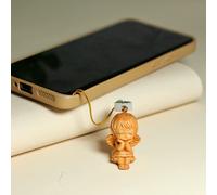 TEMU 1pc Colgante de Ángel de Madera, Tallado de Madera de Chica para Móvil y Bolso, Regalo de Navidad Decoraciones Navideñas