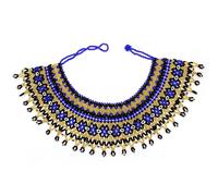 TEMU 1pc Collar Boho-Chic Artesanal con Cuentas de Vidrio y Azul - Cadena Multi-Cadena Única para Clavícula, Accesorio Versátil para Hombres y Mujeres