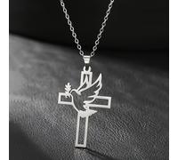 TEMU 1pc Collar con colgante de de paz, con cruz del Día , chapado en oro de 18K, de acero inoxidable 304, adecuado para hombres y mujeres, uso diario, viajes, vacaciones, fiestas de , regalos