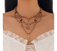 TEMU 1pc Collar de Cristal Artificial de Estilo Elegante para Mujeres, Cadena de Clavícula y , Joyería de para Fiestas y Uso Diario, Accesorio para Toda la Estación