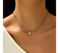 TEMU 1pc Collar de Cuentas de Cristal Artificial Bohemio en Colores de Amor, Cadena de Collar para Mujeres, Ideal para Uso Diario, Fiestas en , y Regalos de San Valentín para Mujeres