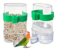 TEMU 1pc Comedero y Bebedero para Aves - Resina ABS Transparente, Fácil Instalación con Clips de Jaula, Accesorio Seguro para Loros, , Canarios, Gorrosas