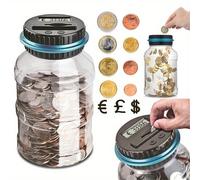 TEMU 1pc Contador de Monedas Inteligente con Pantalla LCD - de Ahorros con Batería (Batería No Incluida), Hucha de Monedas, Fuerte con Automático, Regalo para Navidad/Acción de Gracias/