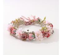 TEMU 1pc Corona Elegante de Flores Rosas, Rosas Artificiales con Diseño de de Satén, Accesorio de Cabello Minimalista para Novias, Ideal para , Sesiones de Fotos y Atuendos de Salón