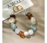 TEMU 1pc Correa para Teléfono Bohemia con Cuentas, Hebilla en Tono Dorado y Correa de Muñeca Ajustable - Azul, Verde, Marrón, Negro, , Beige, Tono Dorado - Compatible con