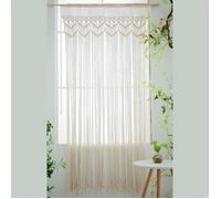 TEMU 1pc Cortinas Boho Cortinas de Macramé para Dormitorio Cortina de Puerta Macramé Tapiz de Pared Cortina de Cuentas Decoración del Hogar Bohemio (Sin Barra)