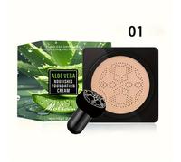 TEMU 1pc Crema Base Hidratante de Aloe Vera - Control de Aceite, No Grumosa, Acabado Mate, Impermeable y a Prueba de , Beige para Todo Tipo de Piel