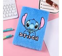 TEMU 1pc Cuaderno de Peluche Disney Stitch - Diario de Papel con Diseño Adorable de Stitch, Cubierta para Escritura Creativa y Dibujo, Regalo Único para Fans de Disney (Azul/Rosa/)
