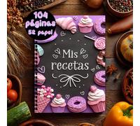 TEMU 1pc Cuaderno de Recetas Español de X 14.5Cm con y Encuadernación en , Colección de Recetas Unisex Capacidad para 100 Recetas, Diario de Recetas Temático de Postres y Repostería, Cuaderno Lindo
