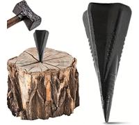 TEMU 1pc Cuña manual para leña de 4 Lb, 7 pulgadas, acero con diamante, diseño de 4 vías, en 4 piezas, manual para ahorrar trabajo, herramienta para leña
