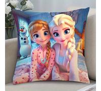 TEMU 1pc de Almohada de Elsa & Anna "Frozen" - Diseño de Rosa , Poliéster Duradero, Cierre de Cremallera - Ideal para Sofá, Coche, Decoración de Dormitorio