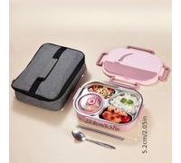 TEMU 1pc de Almuerzo Aislada SUS304 con , Contenedor Bento de Acero Inoxidable con Compartimentos para Oficina y Viajes