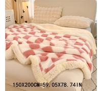 TEMU 1pc de arrojo de lujo rosa a cuadros, capa reforzada, tejido de poliéster, todas sofá cama oficina de - y 350-400gsm