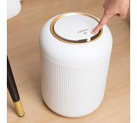 TEMU 1pc de Basura Ovalado de Plástico con , 9.5L, Cesto de Residuos contra Olores, Duradero y de Presión para Baño, Tocador, Escritorio - No Necesita Electricidad