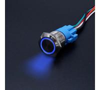 TEMU 1pc de botón de bloqueo automático / reinicio automático de 16MM 5A, 12V-24V, por LED, con cable, para barco, coche, cableado eléctrico / duro