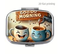 TEMU 1pc de Medicina Buenos Días, o Bolsillo Pequeña de Medicina, de Medicina Metálica Portátil y , de Medicina Portátil con 2 Compartimentos, de Medicina Mini para Viaje o Uso Diario