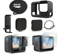 TEMU 1pc de silicona Amoui para GoPro Hero 13 Black, de batería, protectores de pantalla, tapas de lentes, cordón y toallitas de limpieza - Kit de accesorios (cámara no incluida)