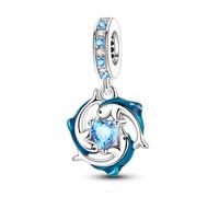 TEMU 1pc Diamante de sintético con forma de de azul plateado | Lindo colgante de animal oceánico para joyería, pulsera, cuentas de collar, ideal para mujeres y, regalos de viaje de vacaciones