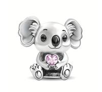 TEMU 1pc Diseño de Koala con Cuentas DIY, Abalorios Plateados 925 Adecuados para Pulseras o Collares, Accesorios para Hacer Joyería Regalo de Día del Amor Navidad para Mujeres