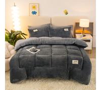 TEMU 1pc Edredón acolchado de sherpa de estilo industrial, ropa de cama gruesa con de rejilla de pan de peluche, para una decoración acogedora y del dormitorio