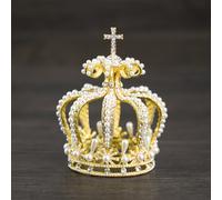 TEMU 1pc Elegante de Corona con Cristales, Cruz y Gran Tiara