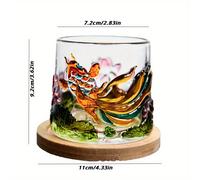 TEMU 1pc Elegante de Vidrio con Soporte de Pez Koi y Flor de - de Whisky de Vidrio Transparente a , Diseño en la China, Reutilizable para , Pub o Decoración de Restaurante, Idea de Regalo
