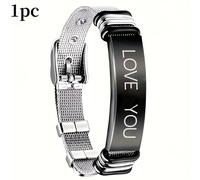 TEMU 1pc Elegante Pulsera de Acero Inoxidable con Personalizado para , Brazalete Unisex Personalizado de Moda Creativa con Hebilla Ajustable, Sin Colgante