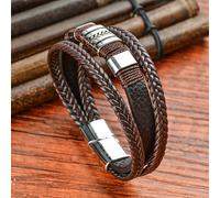 TEMU 1pc Elegante Pulsera Magnética con Cierre Tejido de Cuero Sintético Negro, un Accesorio Fácil pero Versátil para Hombres, para Regalos del Día