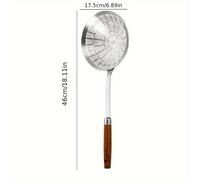 TEMU 1pc Espumadera Grande de Acero Inoxidable 304 con Mango de Madera, Cuchara Aislante de Engrosada para Freír, Filtro para Olla, Cuchara para , Malla de , Filtro de Aceite