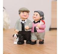 TEMU 1pc Estatua de Resina - Pareja Mayor con Perro y Flores, Tema Romántico de Amor para Decoración Interior/Exterior, Regalo para San Valentín, Aniversario, Navidad, Día de la , Día , Día de