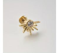 TEMU 1pc F136 Titanio Piercing Labret Stud Media Luna, Aretes Ojo de Caballo, Aretes de con CZ, Helix, Concha, Tragus, Piercing de Lóbulo, Joyería Corporal (, no modifique el en inglés)