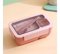 TEMU 1pc Fiambrera Cuadrada, Bento Dividido con , Tenedor y Cuchara, Dos Compartimentos, Fiambrera para Adultos , para Microondas y Lavavajillas.