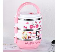 TEMU 1pc Fiambrera de Hello Kitty, Bento Aislada y Dividida, Vajilla Portátil para Oficina, y Picnics al