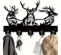 TEMU 1pc Gancho de Pared con Temática Animal, 5 Ganchos Metálicos - Decoración Negra para Entrada, Pasillo o Oficina (19x29x3cm) Organizador para Claves