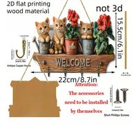 TEMU 1pc Gancho para Llaves de Impresión 2D, Colgador Multifuncional con Anillas Metálicas en Madera Estilo Jardín y Ideal Para Decoración del Hogar En Paredes, , Habitaciones Y Todo El Año, 2D Flat