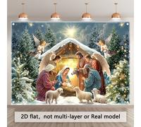 TEMU 1pc Gran Tapiz de de - Múltiples Tamaños (84"x60"/96"x72"/120"x240"/150"x240") Colgante de Pared Navideño Duradero con , , Jesús, Ángeles y Pastores - Decoraciones para Representaciones de al