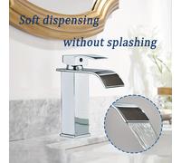 TEMU 1pc Grifo Cuadrado Elegante para Lavabo de , Monomando con Agua Fría y Caliente para Lavar Manos y Cara en el Baño, Adecuado para Baños, RV, Interfaz Universal de , Acero Inoxidable, Cromado