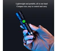 TEMU 1pc HuccBs Upgrade LED Linterna Recargable - Portátil, Resistente , Iluminación de 4 , Zoom Ajustable, Impermeable, Batería de Litio-18650 Serie, Carga USB, Color Grafito