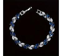 TEMU 1pc Joyería Clásica Multicolor de Circonita Cúbica con Colgante de de Hoja Plateada, Pulsera de Cristal para Mujer, Regalo de Joyería de