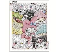 TEMU 1pc Kit de Pintura de Diamantes 5D Sanrio My Melody, 6.69x8.66 Pulgadas, con Diamantes Redondos Completos y - Set para Decoración del Hogar y Exhibición en Mesa o Pared