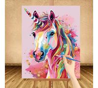 TEMU 1pc Kit DIY Unicornio por Números para Niños - con y , 40x50cm/15.7x19.6" Tamaño Grande, Pre-Numerado Pinceles & Colores, Regalo de Manualidades Artísticas