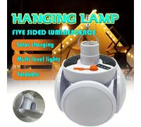 TEMU 1pc Lámpara LED Solar Portátil Plegable con Pantalla de Energía para Camping, Senderismo y Pesca, Luz Manual de Emergencia con Gancho